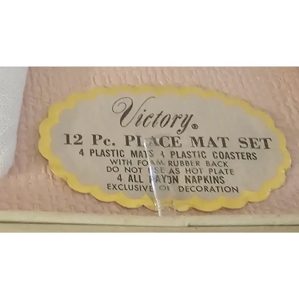 Vintage Victory Placemat Set 12 PC Total. NEW IN UNOPENED BOX.